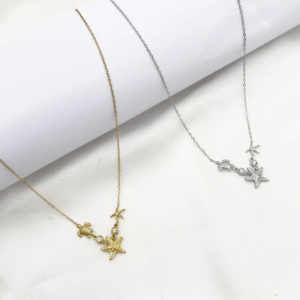 Stella Marina Tartaruga -Collana Corta in Acciaio - CL-795-10614