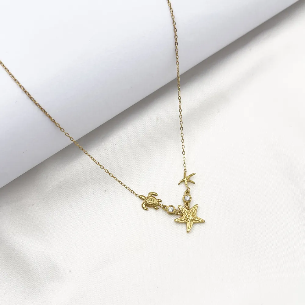 Stella Marina Tartaruga -Collana Corta in Acciaio - CL-795-10614