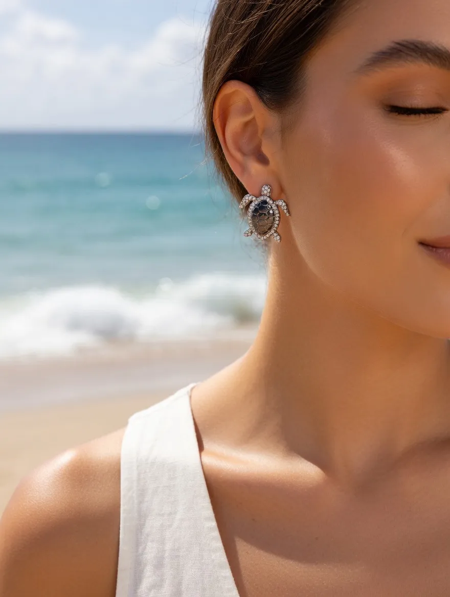 Tartaruga-Orecchini in Acciaio - OR-795-19779