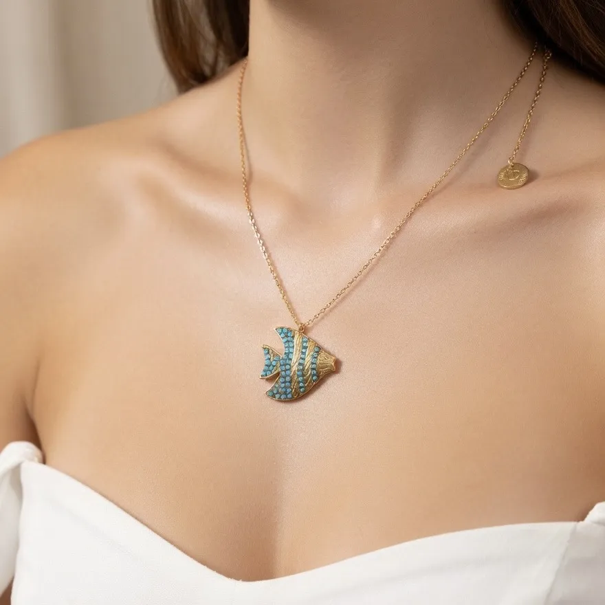 Pesce-Collana Corta in Acciaio - CL-795-10631