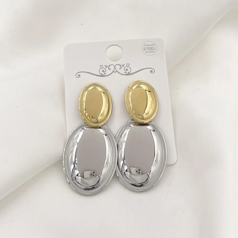 specchio rotondo-Orecchini in Acciaio - OR-413-165