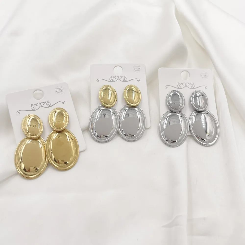 specchio rotondo-Orecchini in Acciaio - OR-413-165