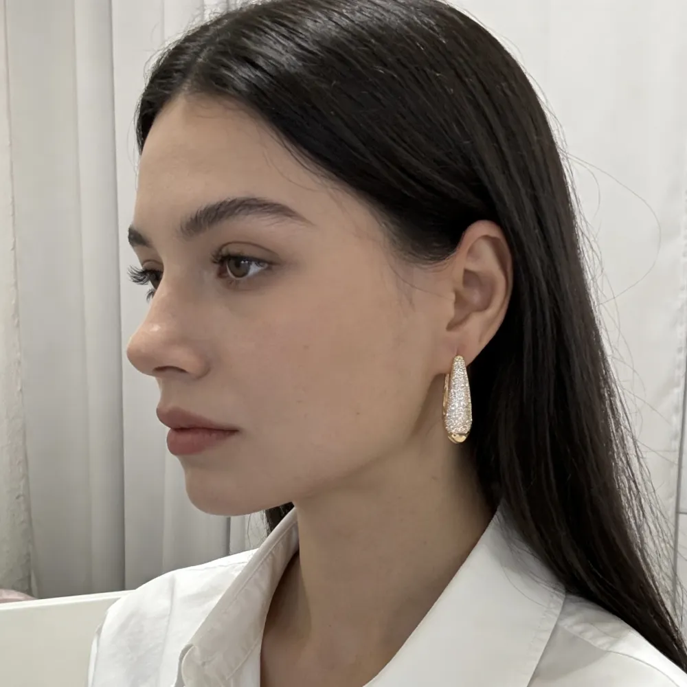 Cerchio Con Goccia-Orecchini con Cubic Zirconia - OR-506-426