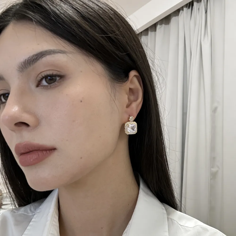 Punto luce Con quadrato-Orecchini con Cubic Zirconia - OR-506-441J