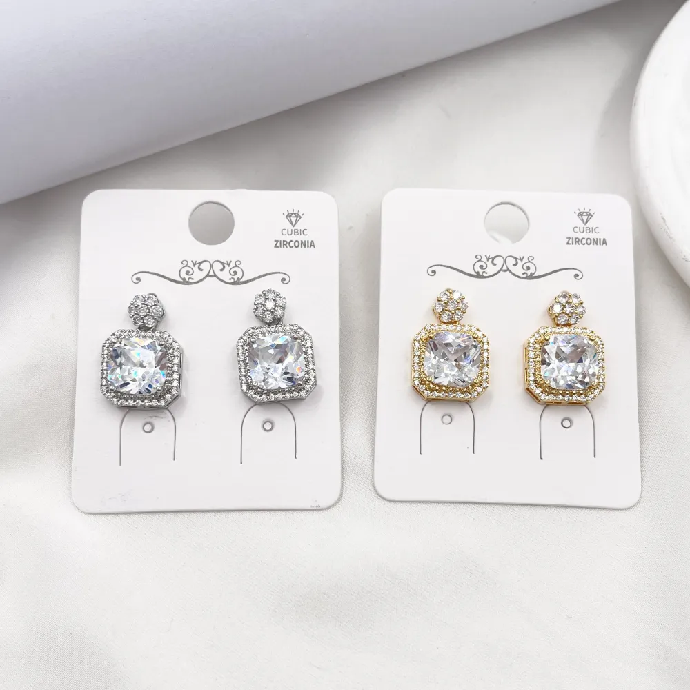 Punto luce Con quadrato-Orecchini con Cubic Zirconia - OR-506-441J