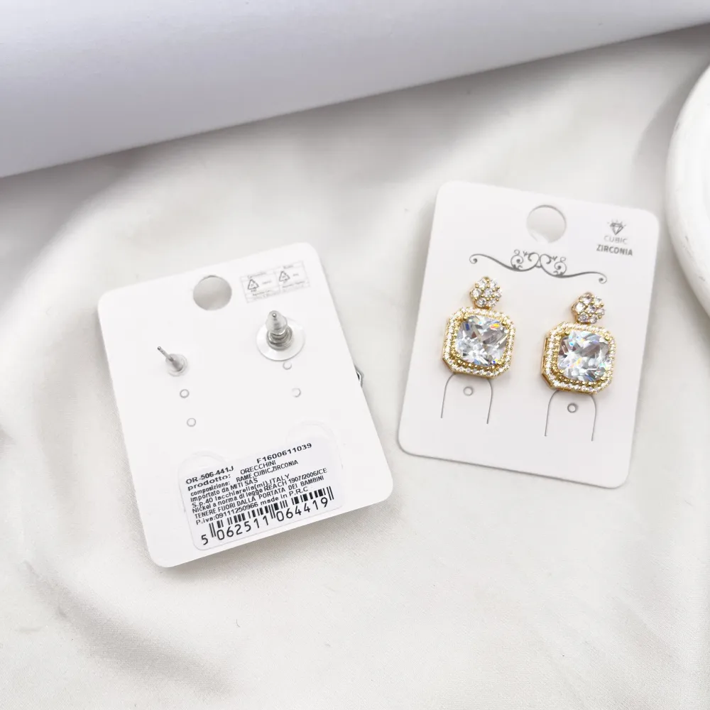 Punto luce Con quadrato-Orecchini con Cubic Zirconia - OR-506-441J