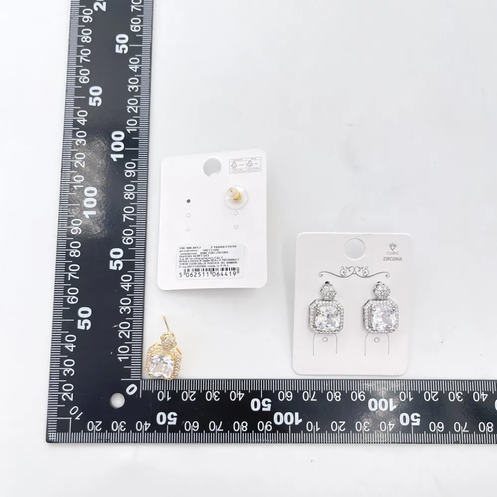 Punto luce Con quadrato-Orecchini con Cubic Zirconia - OR-506-441J