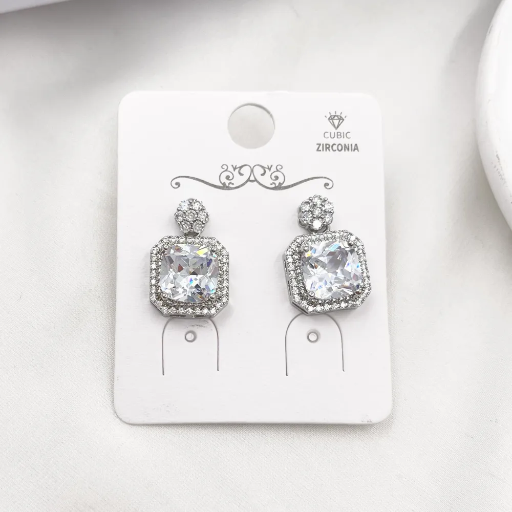 Punto luce Con quadrato-Orecchini con Cubic Zirconia - OR-506-441J