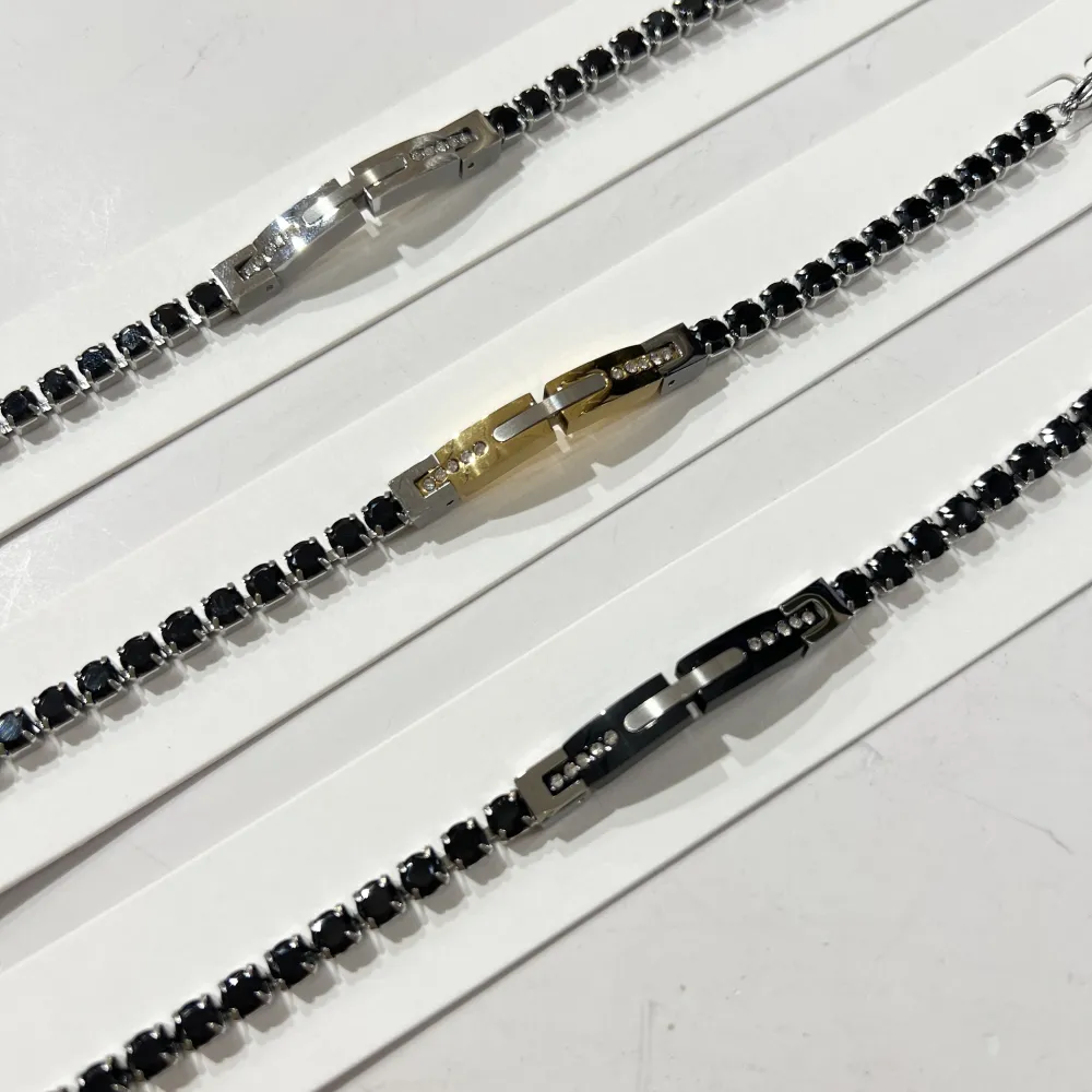 Bracciale tennis Placca con punti luci -Bracciale Uomo in Acciaio - BR-775-39