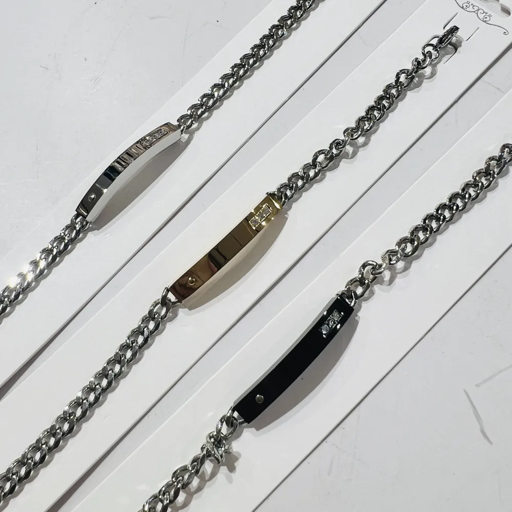 Placca con punti luci -Bracciale Uomo in Acciaio - BR-775-40