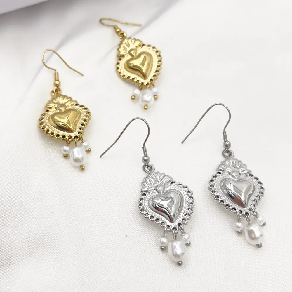 Sacro Cuore Perla EMANA -Orecchini in Acciaio - OR-103-AA6604E