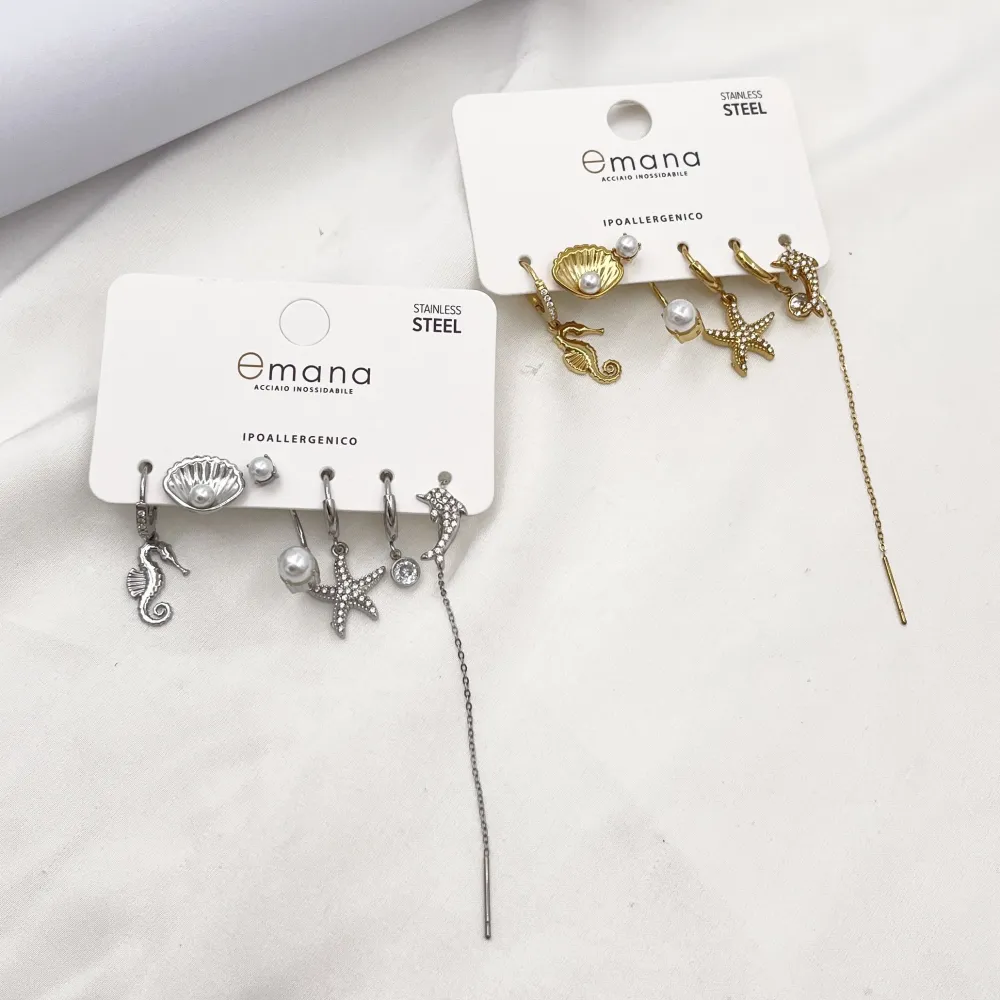 Mare Mix Set 6pz  Orecchini  in Acciaio - OR-103-AA6178E