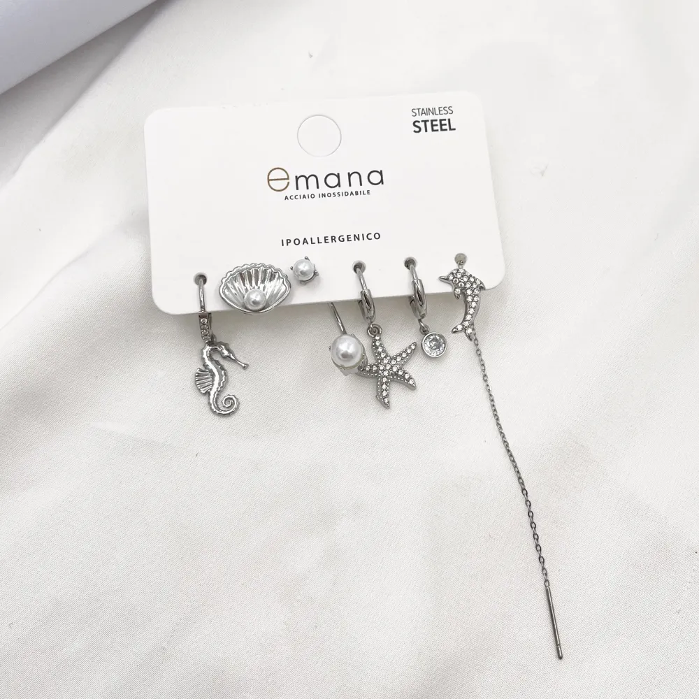 Mare Mix Set 6pz  Orecchini  in Acciaio - OR-103-AA6178E