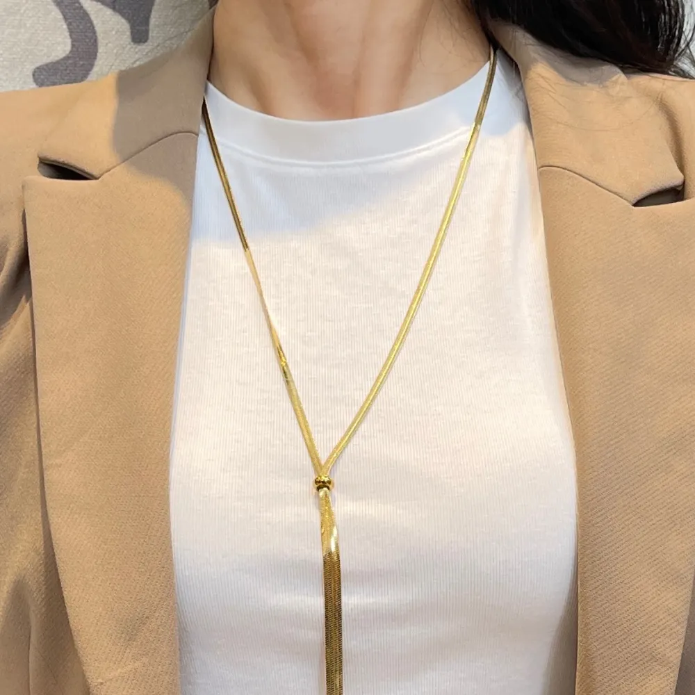 Catena a Serpente Con scorsoio-Collana Lunga in Acciaio - CAL-413-3635