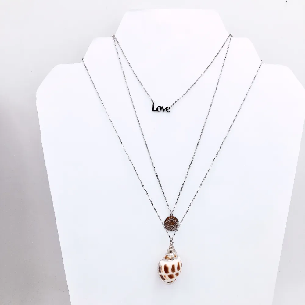 Conchiglia Love Occhio 6903 - Collana Corta in Acciaio_Argento_1