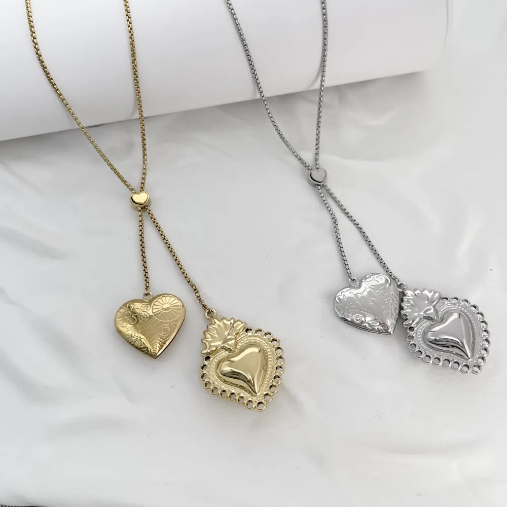 Cuore-Collana in Acciaio 38+36cm - CL-103-AA6864N