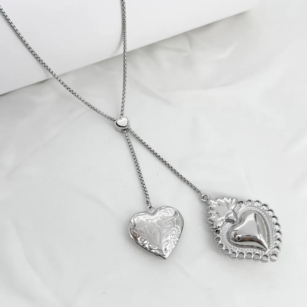 Cuore-Collana in Acciaio 38+36cm - CL-103-AA6864N