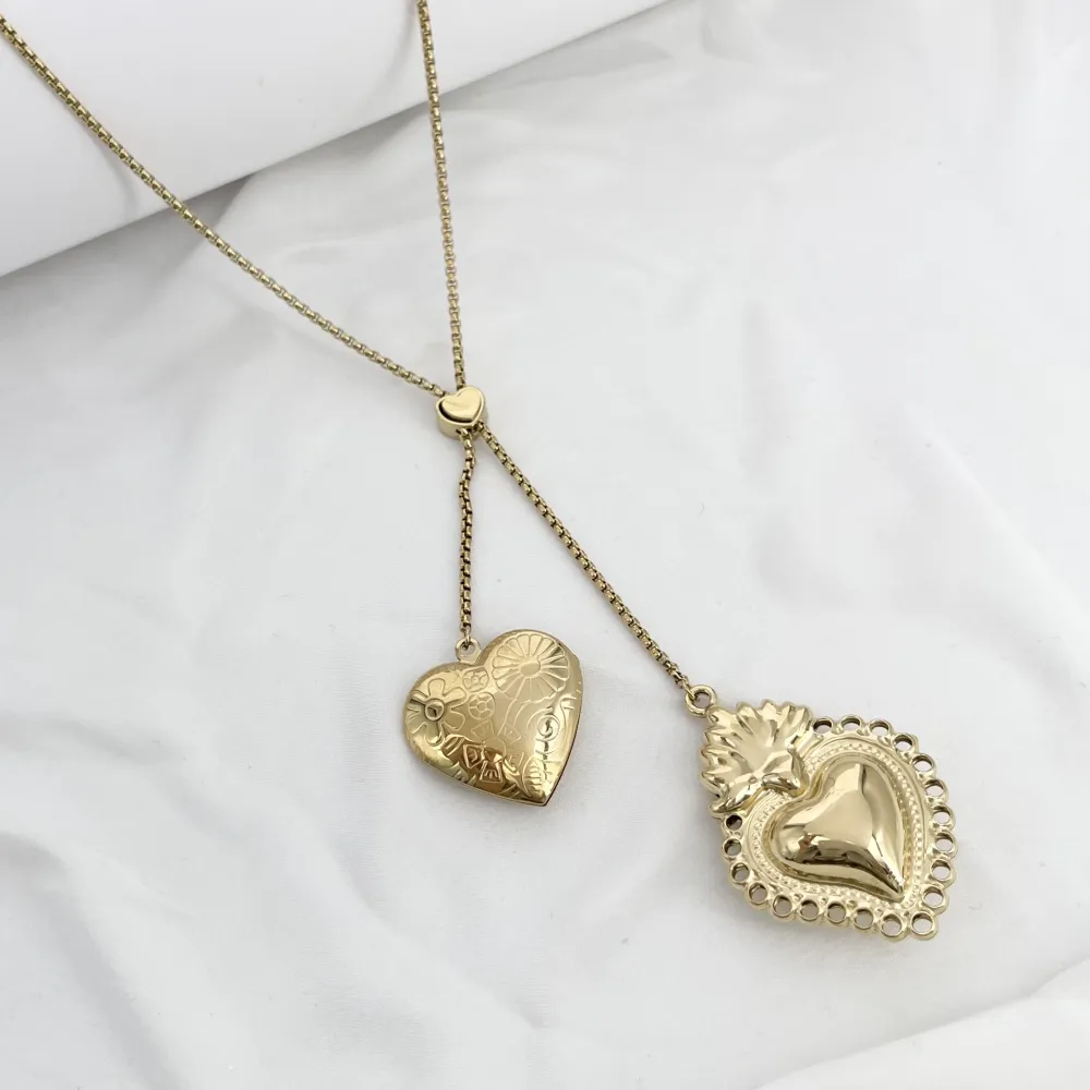Cuore-Collana in Acciaio 38+36cm - CL-103-AA6864N