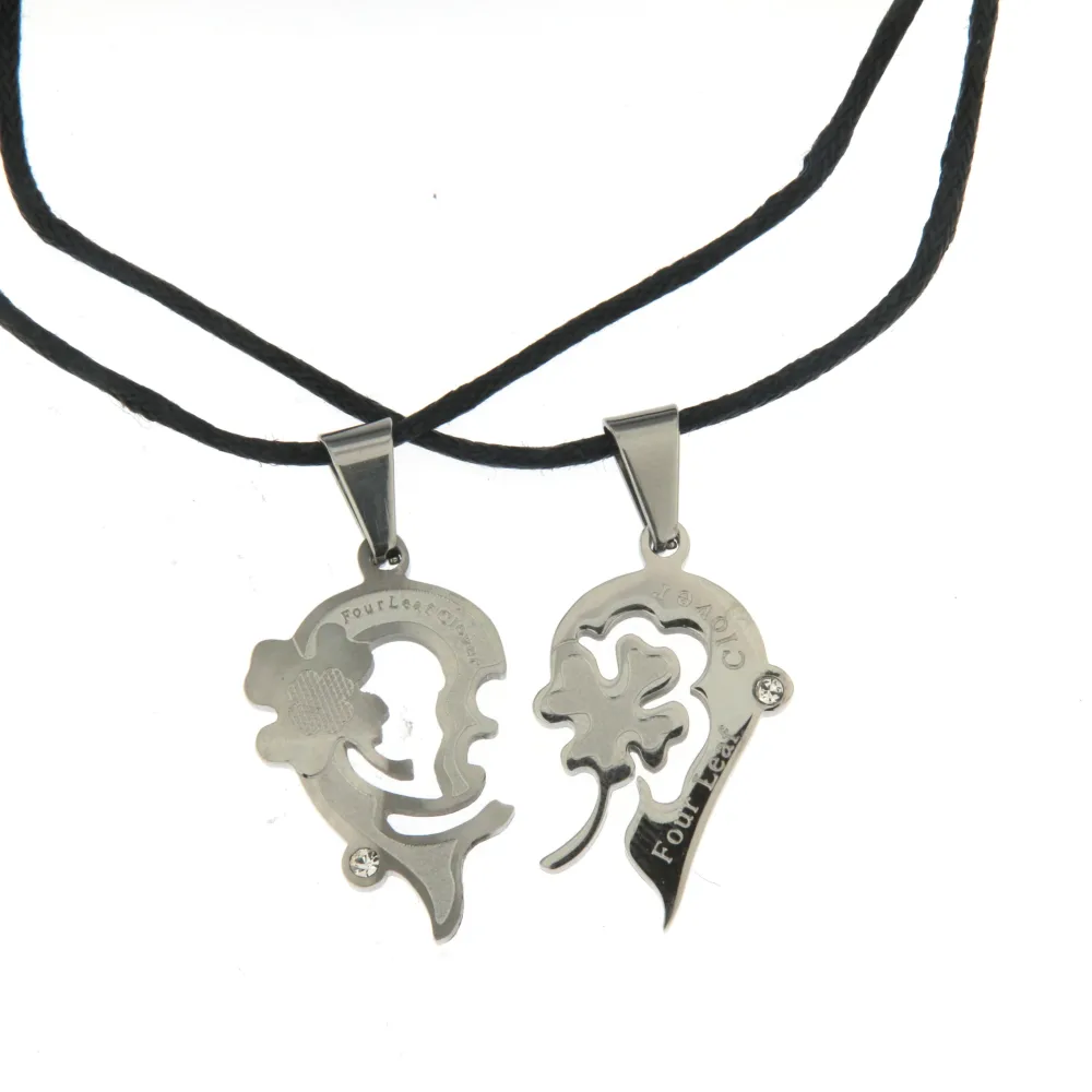 Cuore con Quadrifoglio - Collana Doppia Acciaio_Acciaio_1