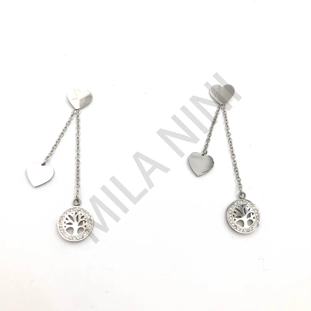 Cuore e ADV con strass - Orecchini pendenti in acciaio_2