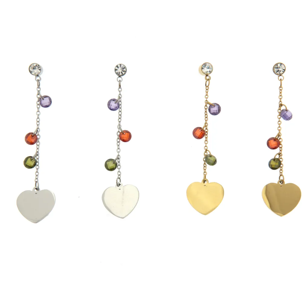 Cuore e Zirconi 3135 -  Orecchini Pendenti in Acciaio_2