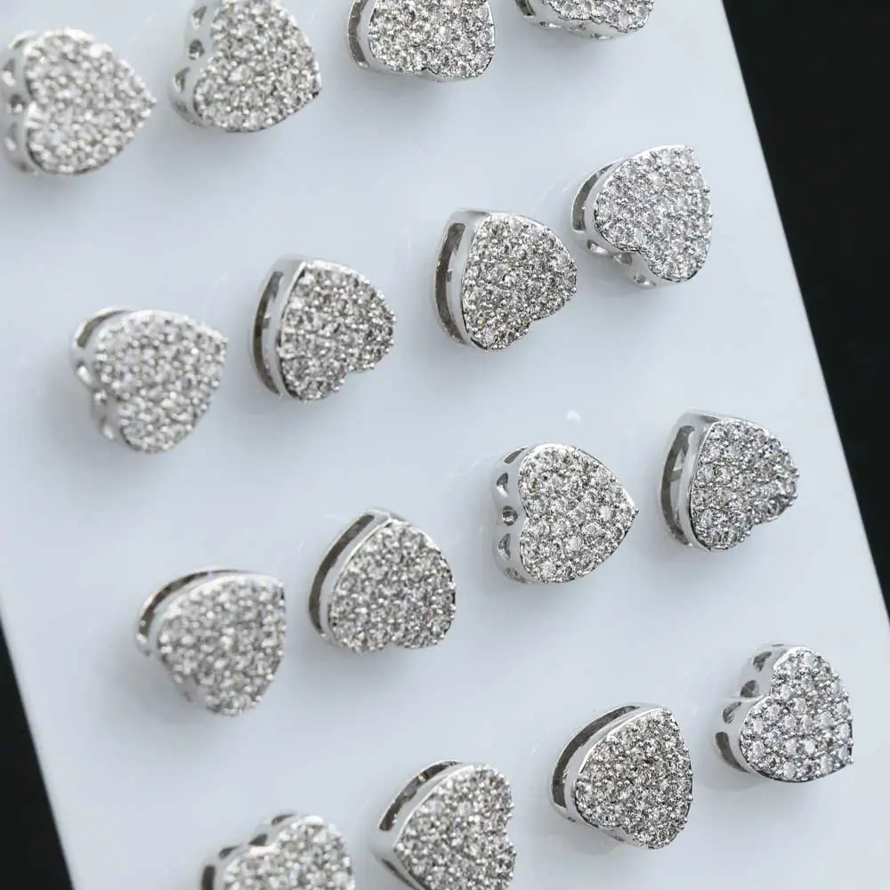 Cuore - Orecchini In Lega e Zirconi (Conf. 12 Paia)_Argento_2