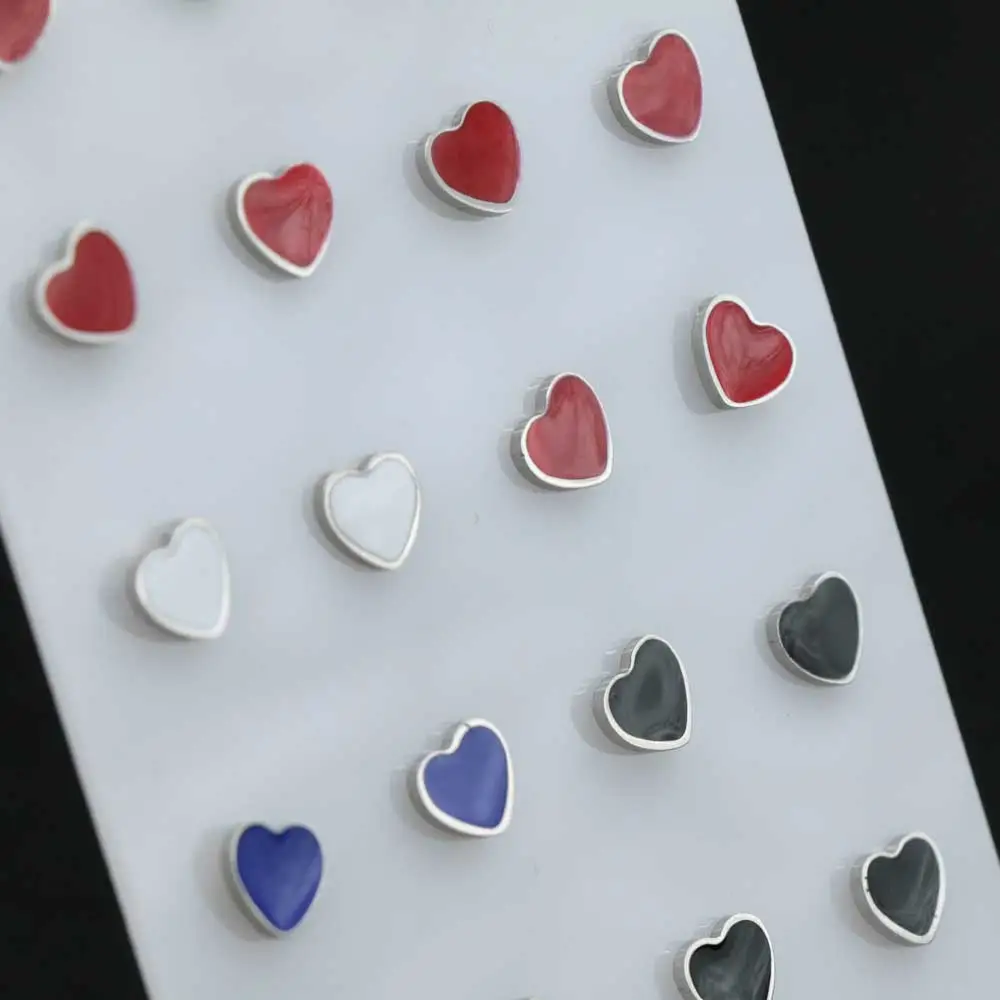 Cuore Smaltato - Orecchini Acciaio (Conf. da 12 paia)_MIX_2