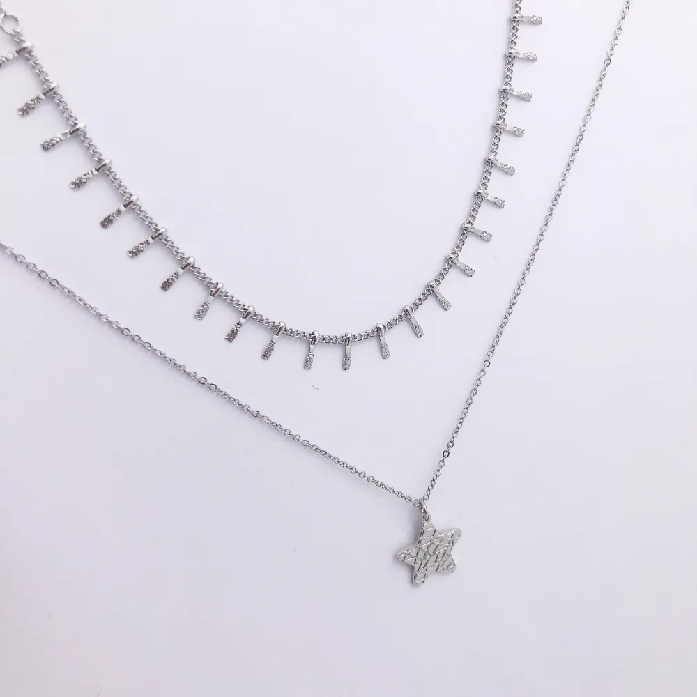 Doppiofilo catena barette e stella  4428  - Collana_2