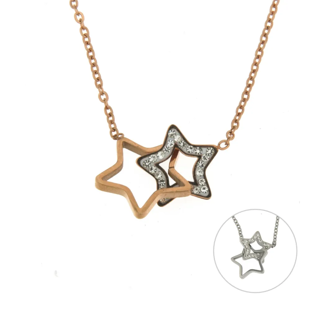 Doppio Stella 3221 - Collana Corta in Acciaio_2