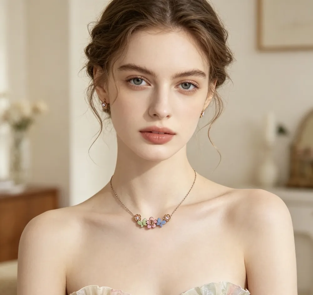 Fiori-Collana Corta in Acciaio - CL-795-10599