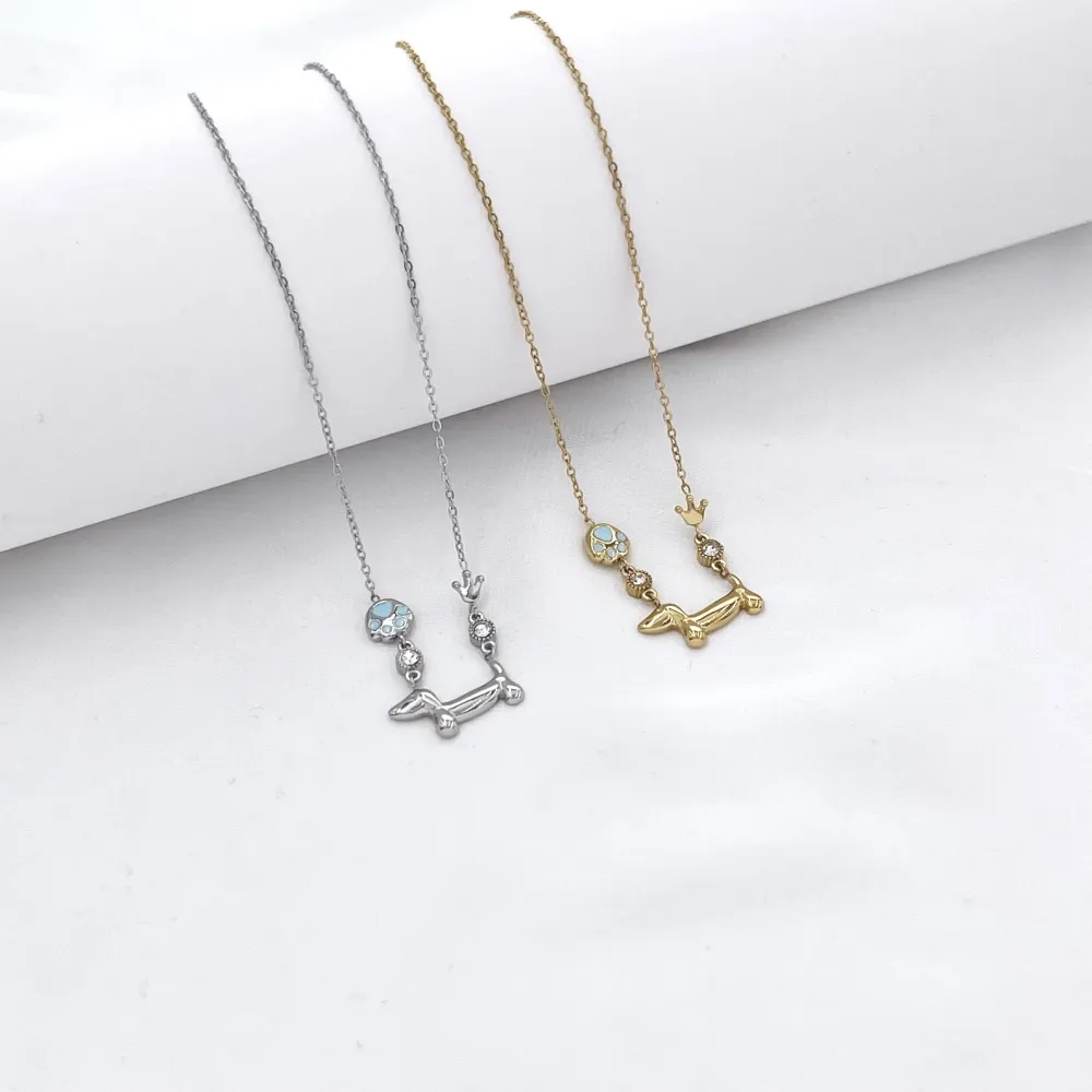 Cane, zampa, punto luce -Collana Corta in Acciaio - CL-795-10612