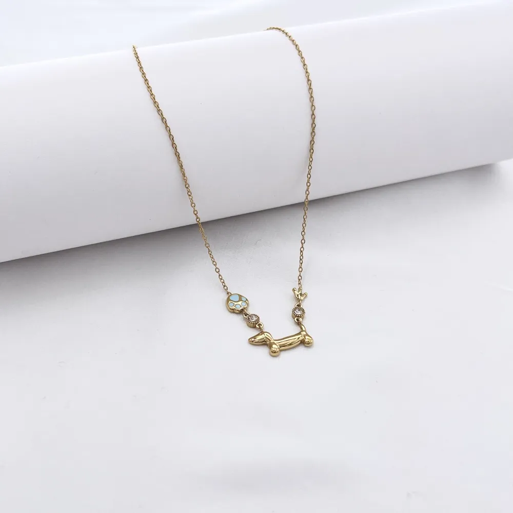 Cane, zampa, punto luce -Collana Corta in Acciaio - CL-795-10612