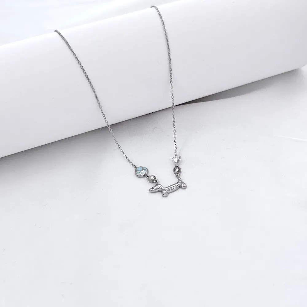 Cane, zampa, punto luce -Collana Corta in Acciaio - CL-795-10612