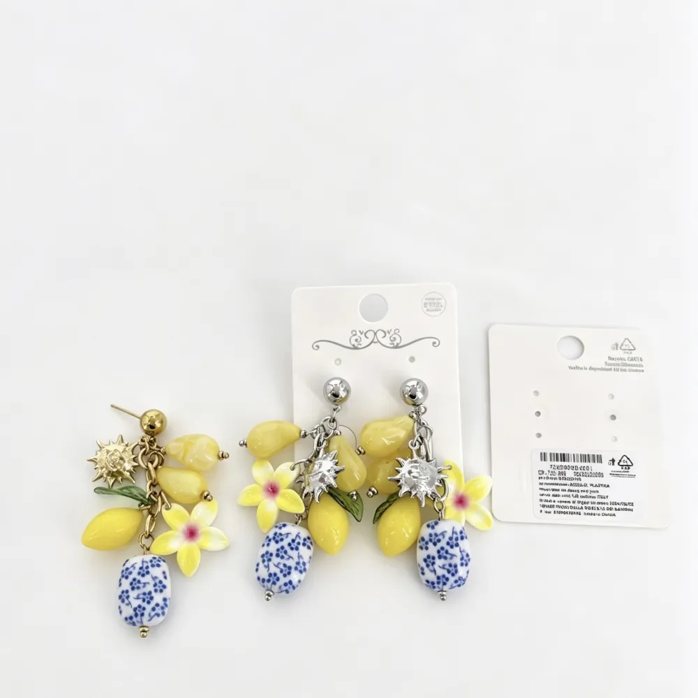 Limone Fiore Ceramica-Orecchini in Acciaio - OR-732-640