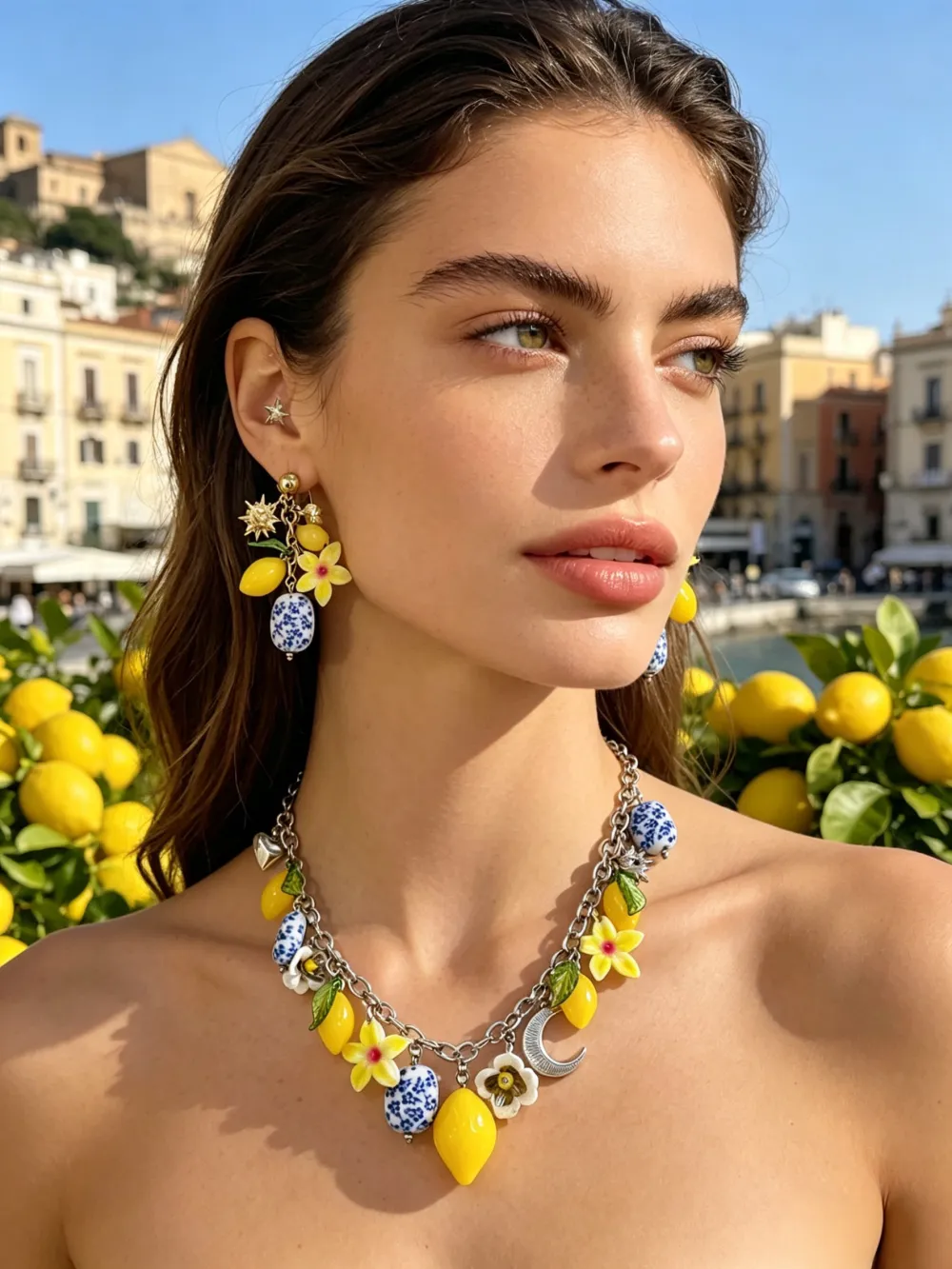 Limone ceramica-Collana corta in Acciaio - CL-732-638