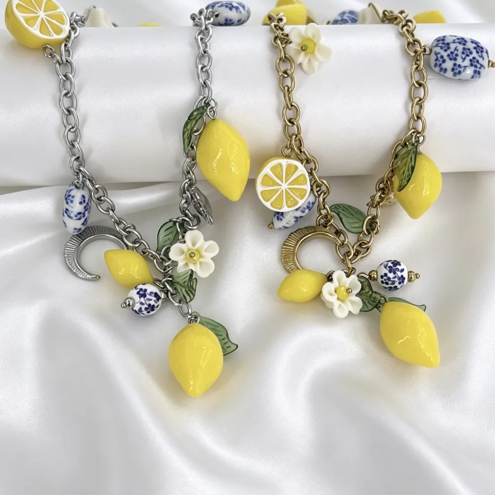 Limone ceramica-Collana Lunga in Acciaio - CL-732-642
