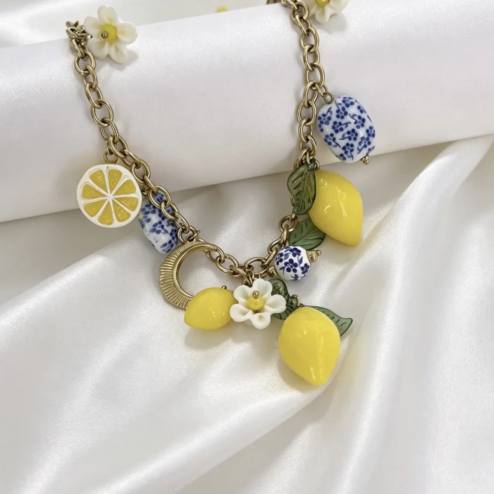 Limone ceramica-Collana Lunga in Acciaio - CL-732-642