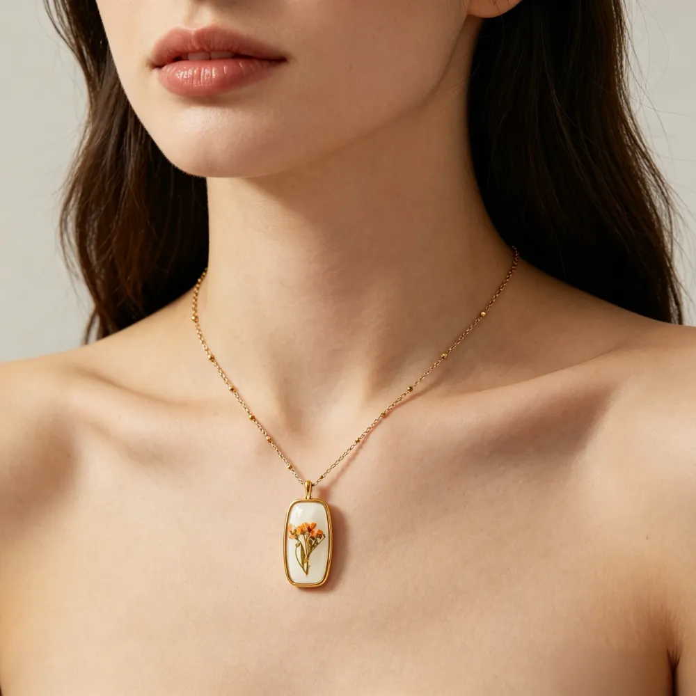 Fiore rosa-Collana Girocollo in Acciaio - CL-800-02