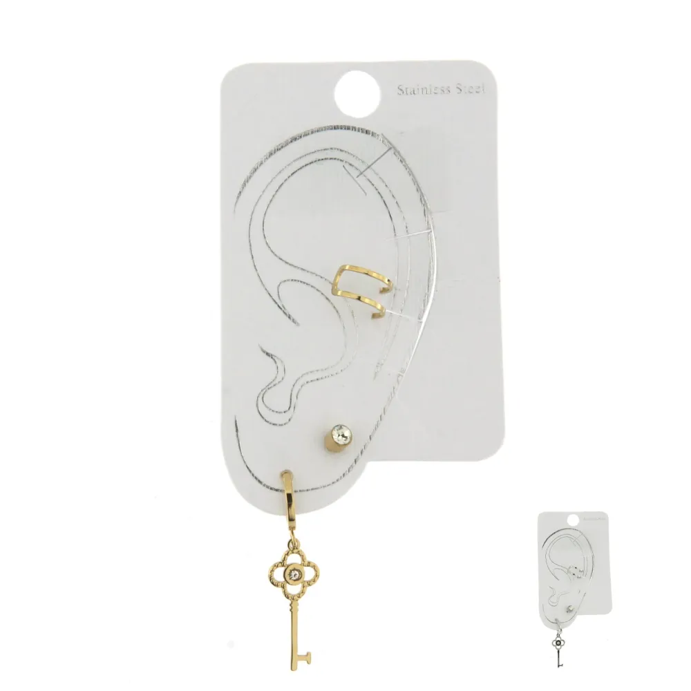 EAK6826-Chiave- Set Earcuff Orecchini in Acciaio_2