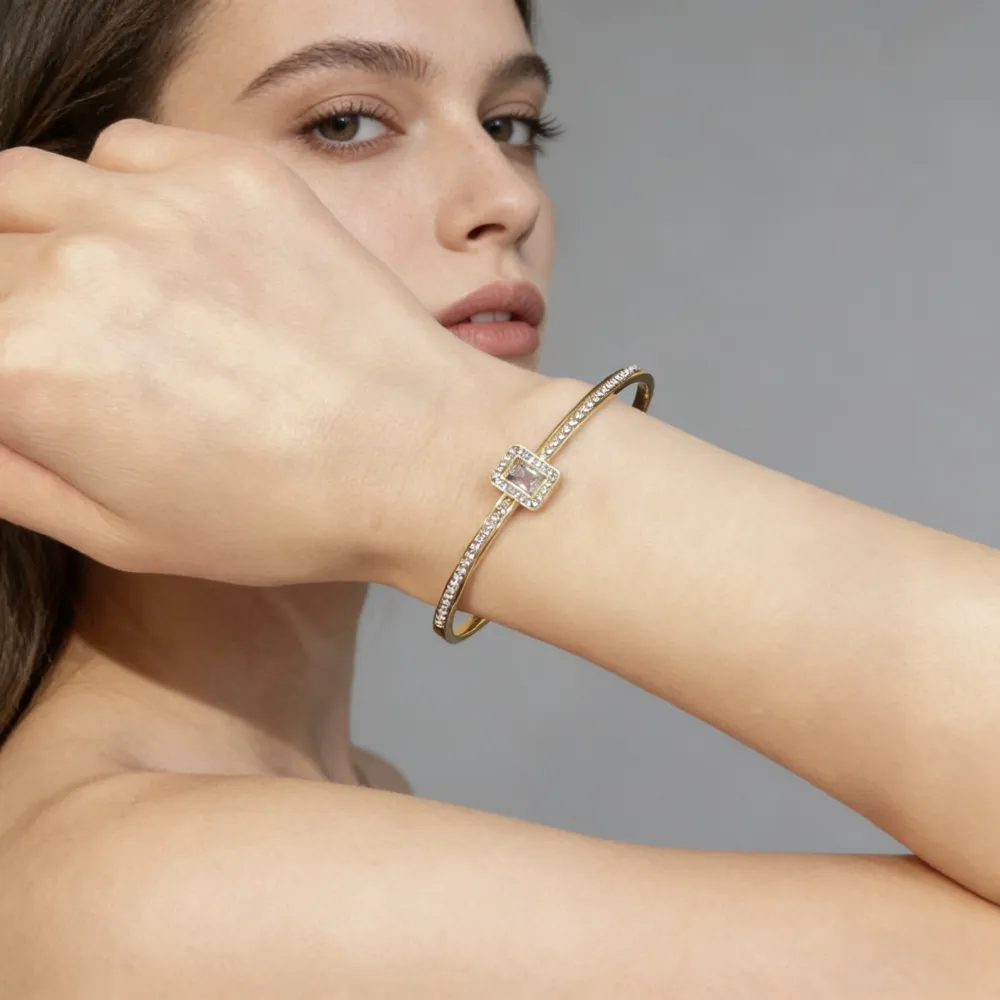 Rettangolare-Bracciale Rigido in Acciaio - BR-413-2018