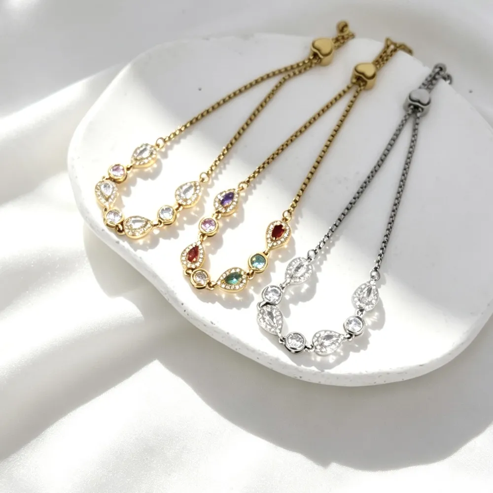 Goccia e punto luce-Bracciale in Acciaio con cursore - BR-103-AA6796B