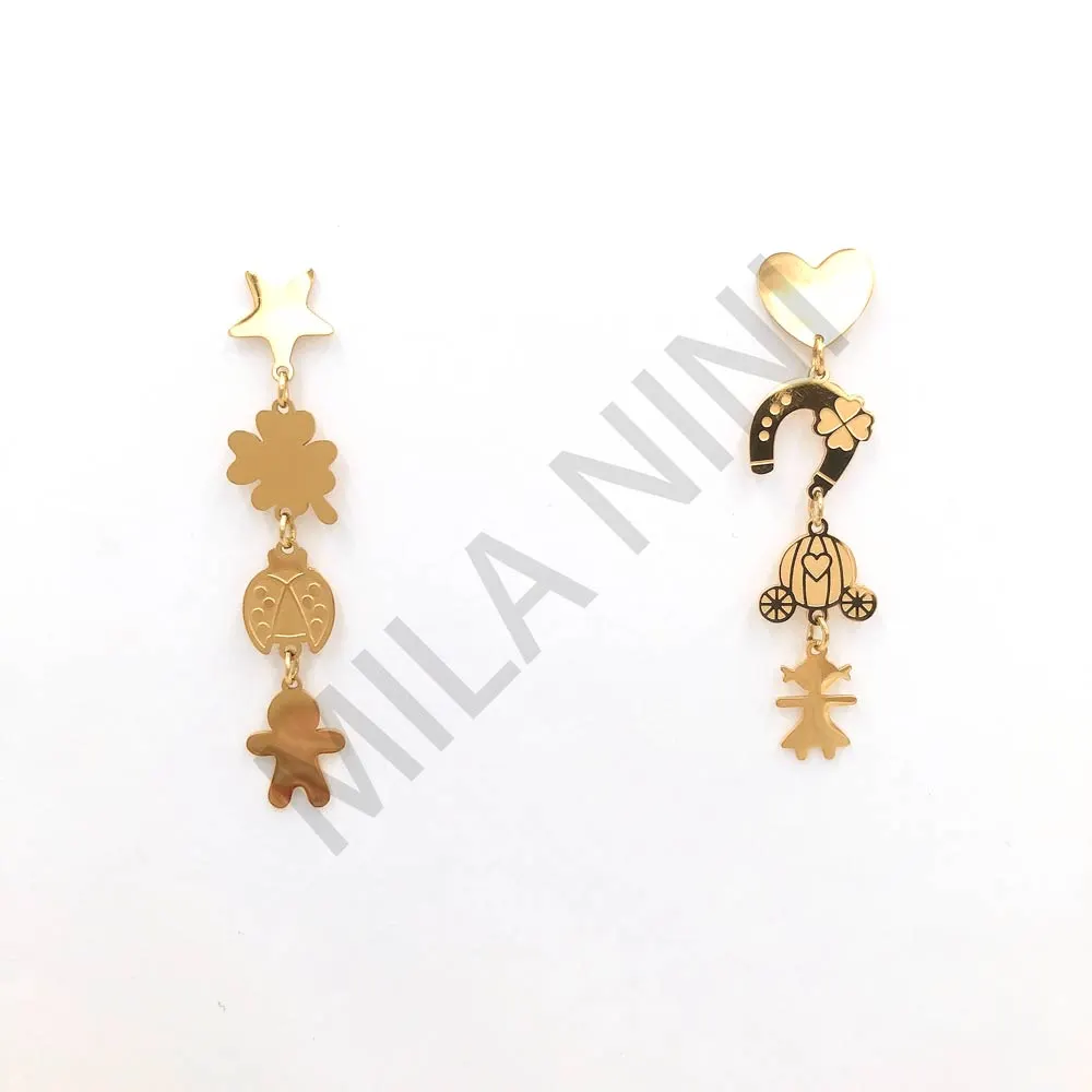 Linea Favole 4 ciondoli - Orecchini pendenti in acciaio_2