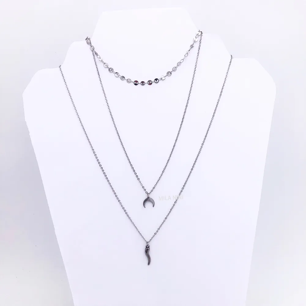 Mezzaluna corona corno Multifili  - Collana 4491_2