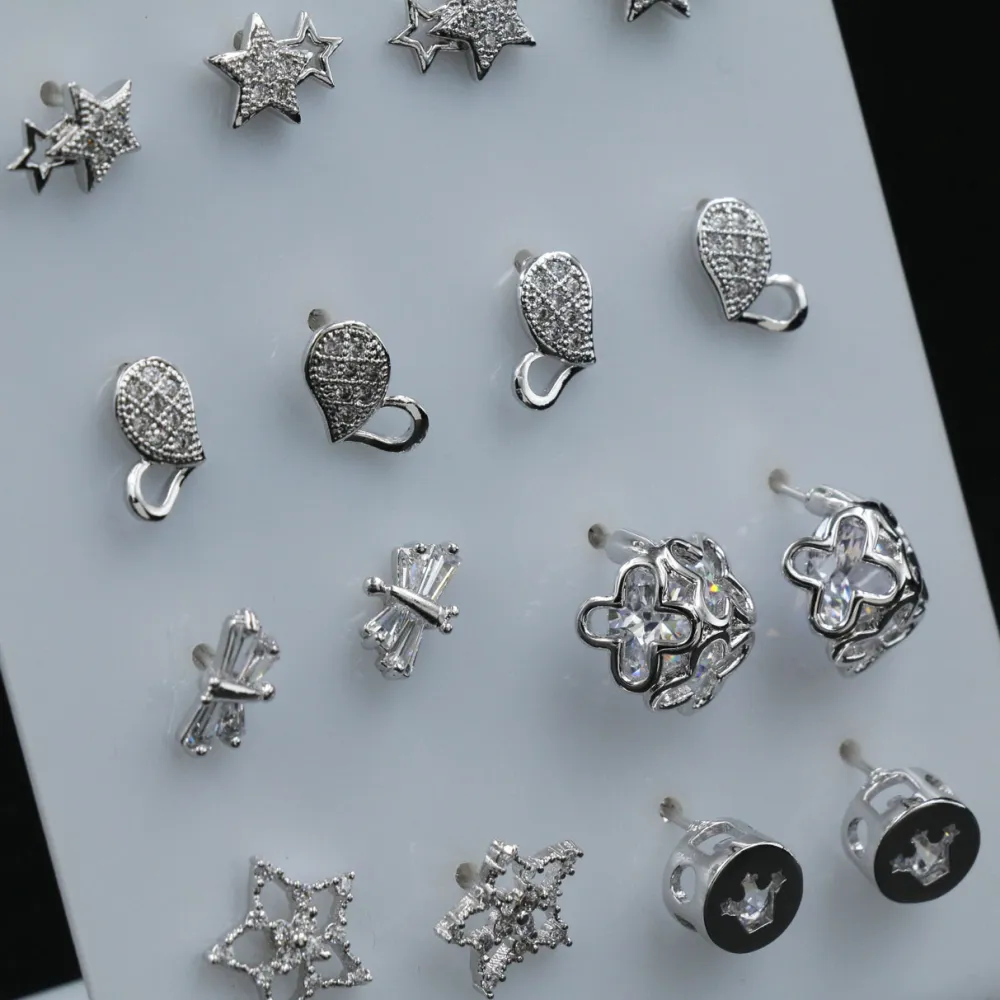 Misto 13- Orecchini In Lega e Zirconi (Conf. 12 Paia)_Argento_2