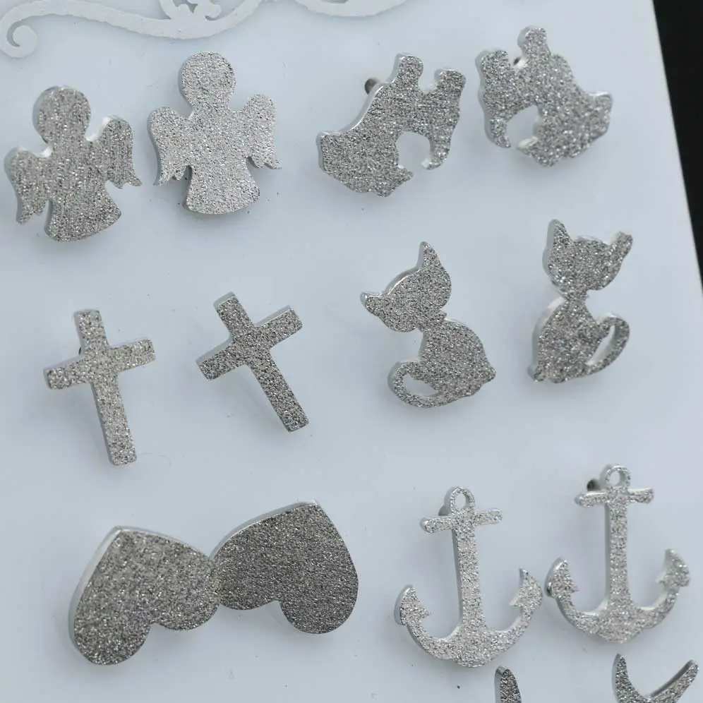 Misto Satinato - Orecchini in Acciaio (Conf. da 12 paia)_Argento_2