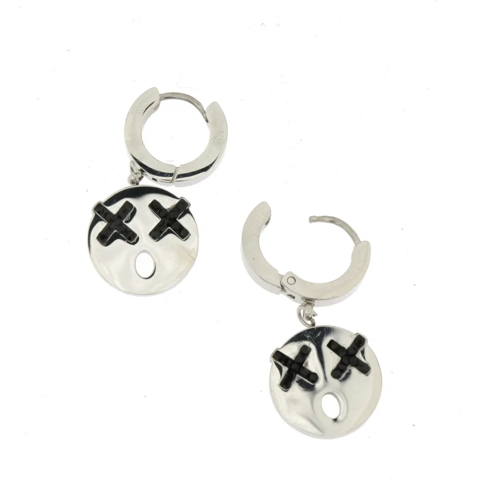 OAC- Emoji 4417 - Orecchini a Cerchio con Pendenti in Acciaio_2