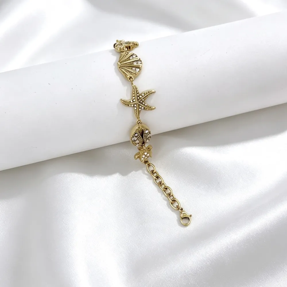 Conchiglia, stella marina, aragosta - Bracciale in acciaio - BR-795-15226