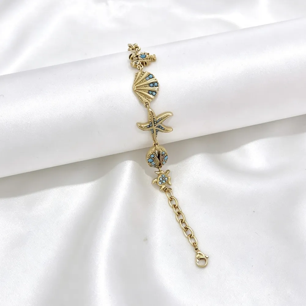 Conchiglia, stella marina, aragosta - Bracciale in acciaio - BR-795-15226