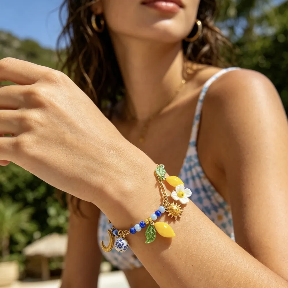 Limone Fiore Ceramica-Bracciale in Acciaio - BR-732-636