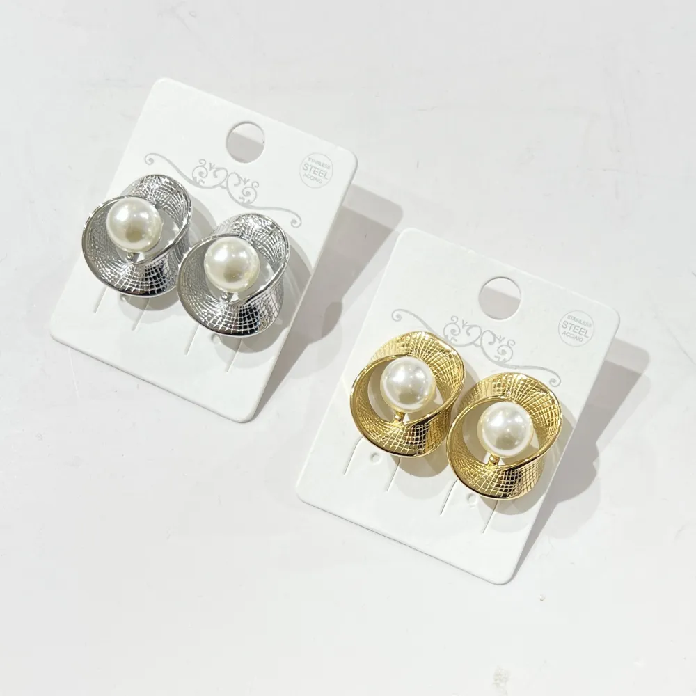 Cerchio con Perla-Orecchini in Acciaio - OR-776-17